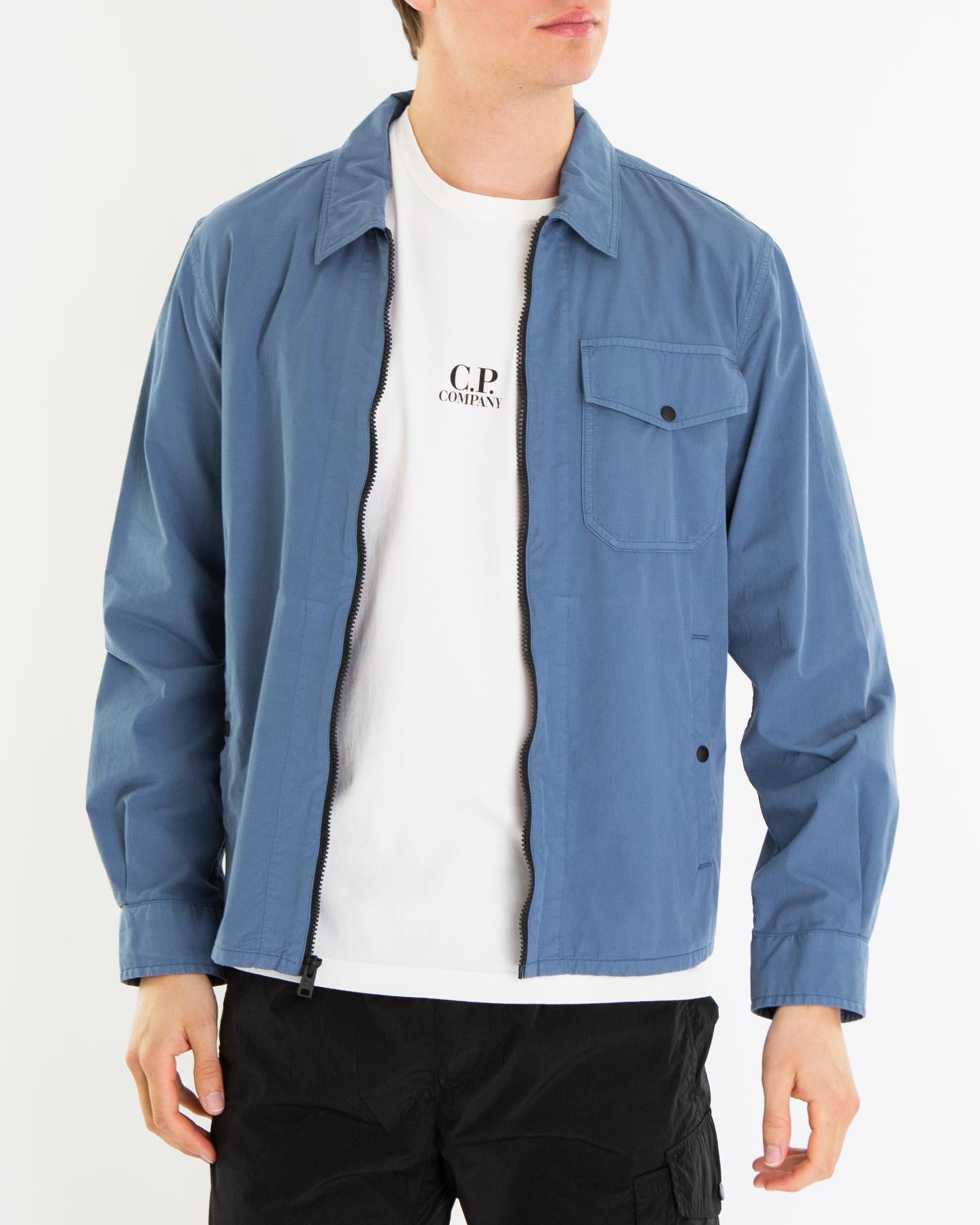 Heren Gabardine Overshirt Blauw