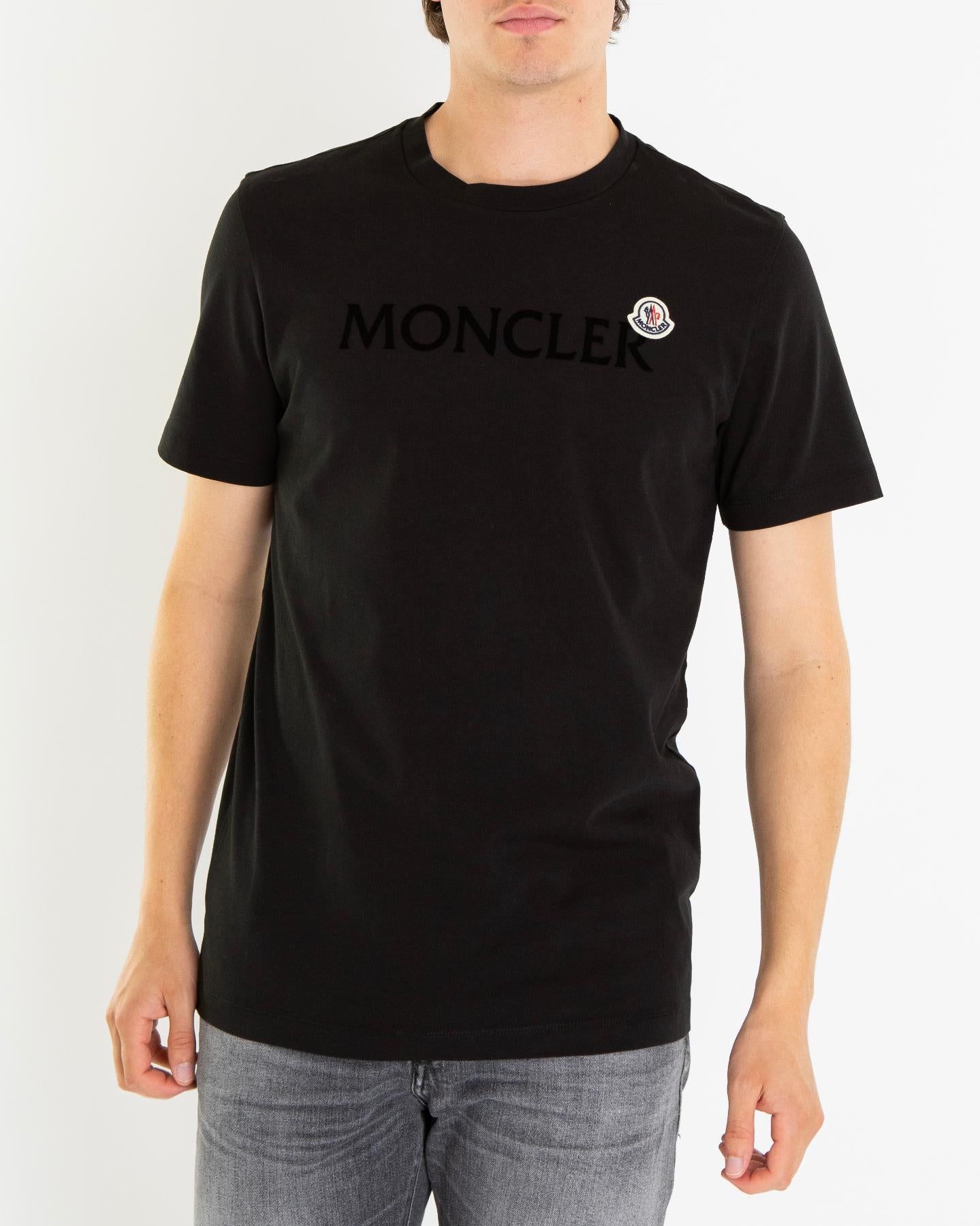 Heren Flocked Logo T-Shirt Zwart