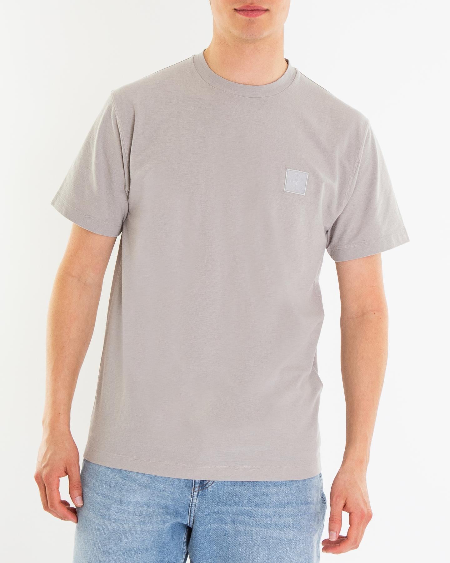 Heren Compass Patch T-Shirt Grijs