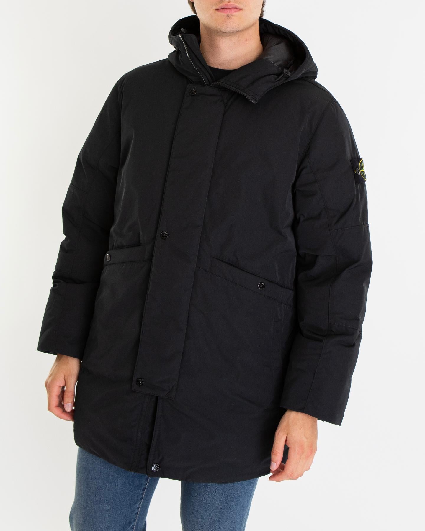Heren Logopatch Long Parka Zwart