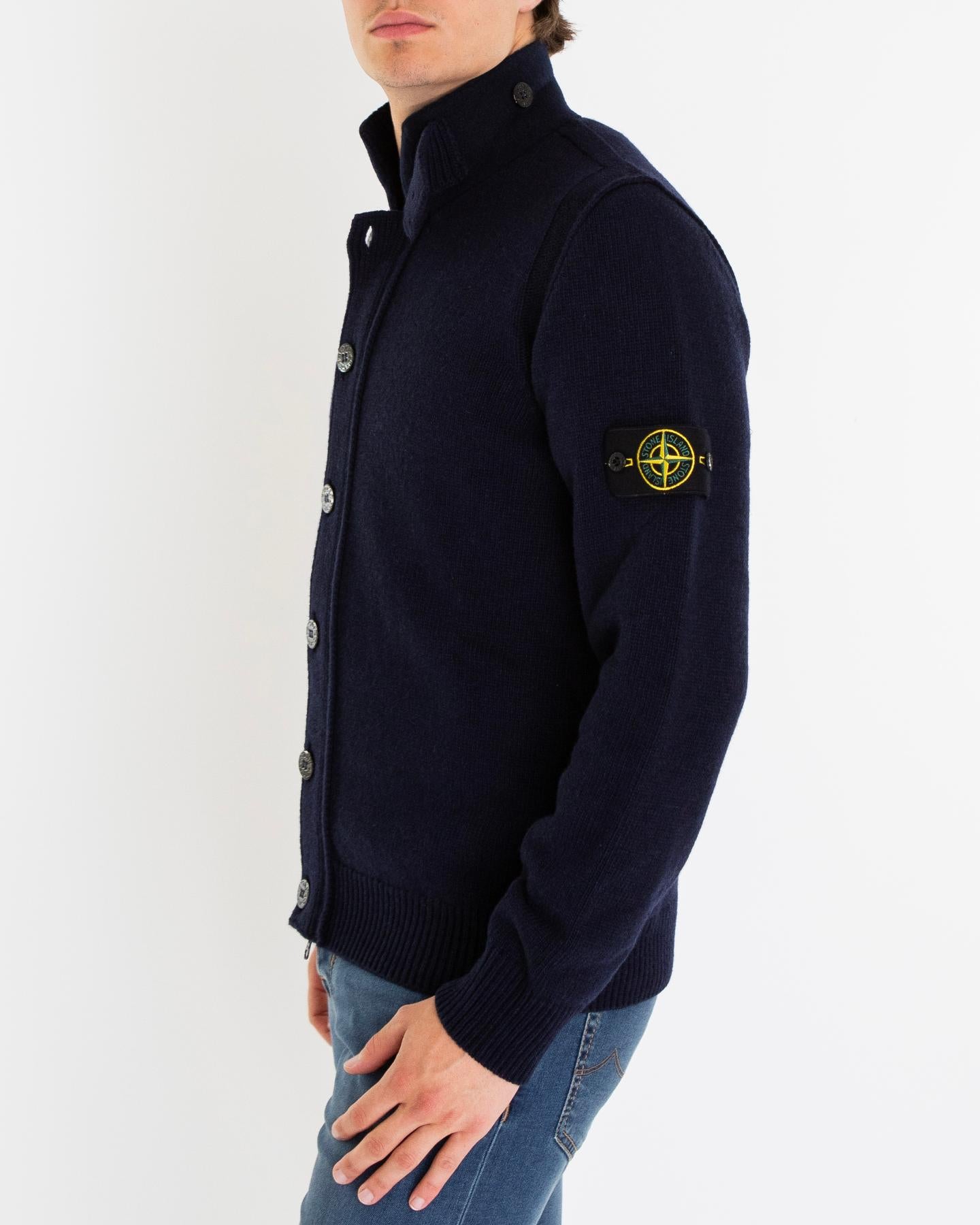 Heren Logo Patch Knit Cardigan Blauw