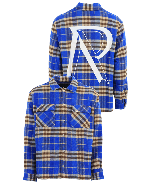 Heren Intial Print Flannel Blauw