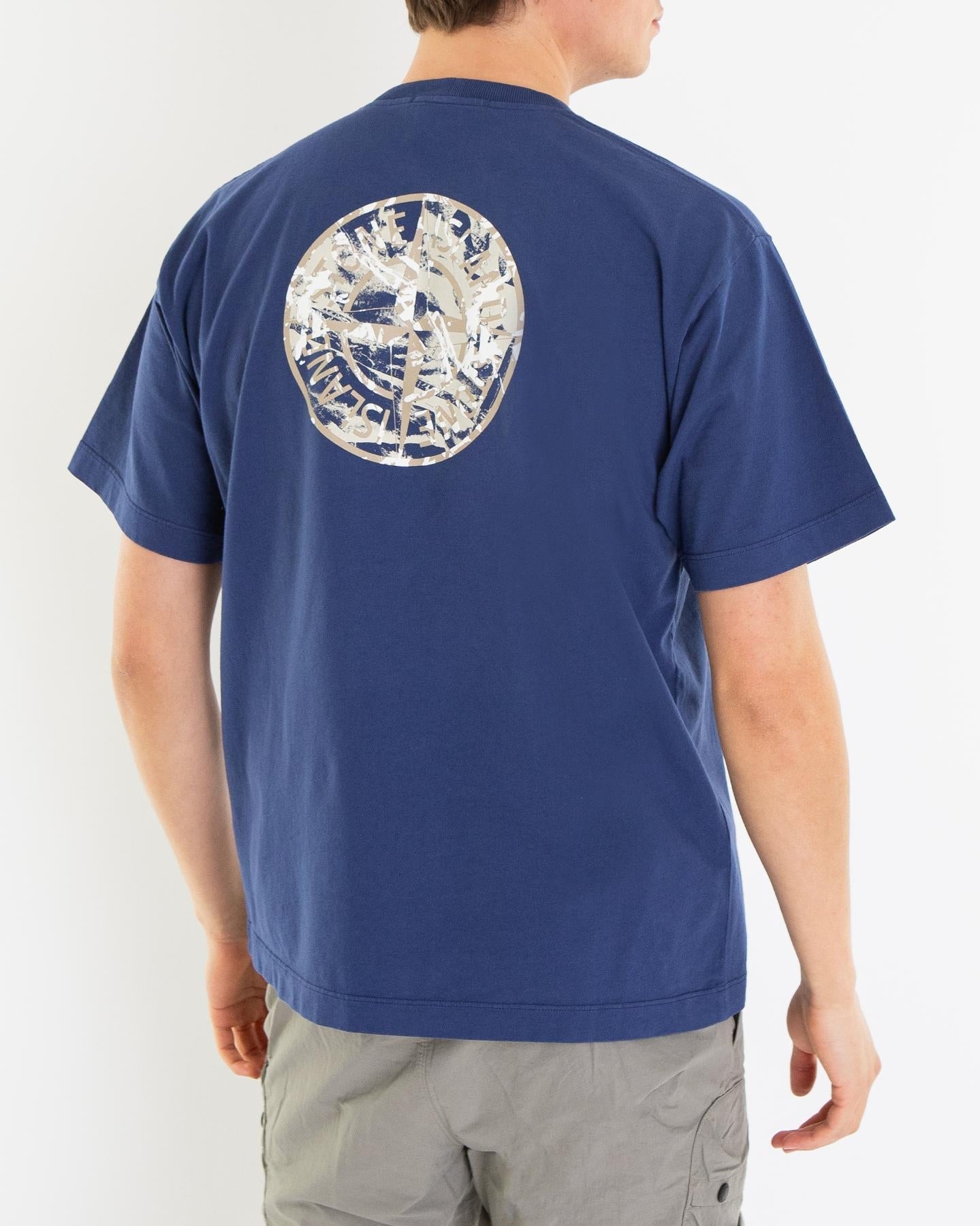 Stone Island Heren Compass Logo T-Shirt Blauw - Eleganza.nl