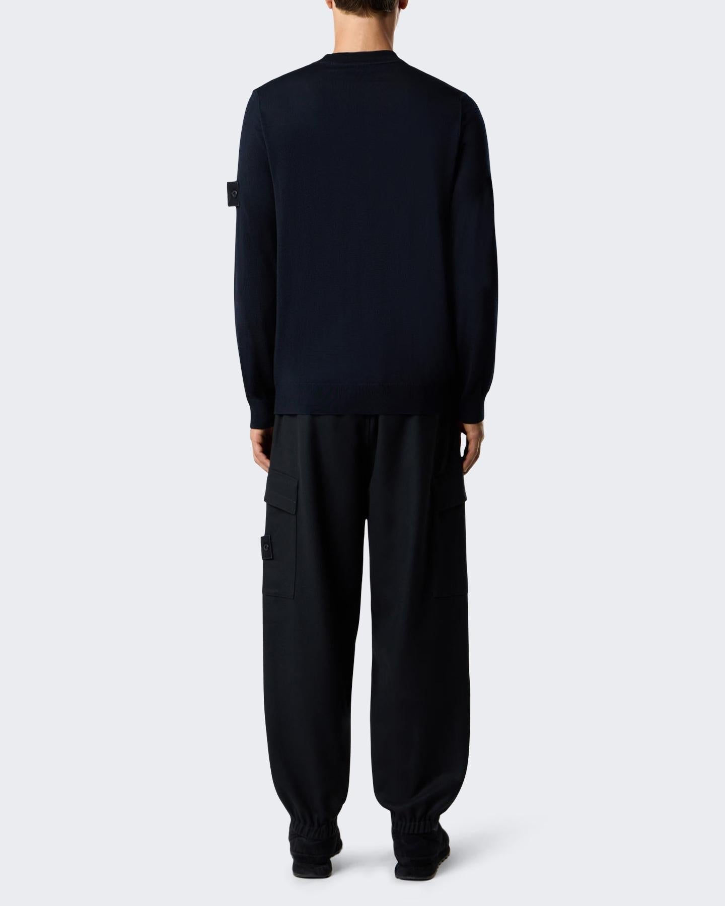 Stone Island Heren Logo Patch Sweater Wool Blauw - Eleganza.nl