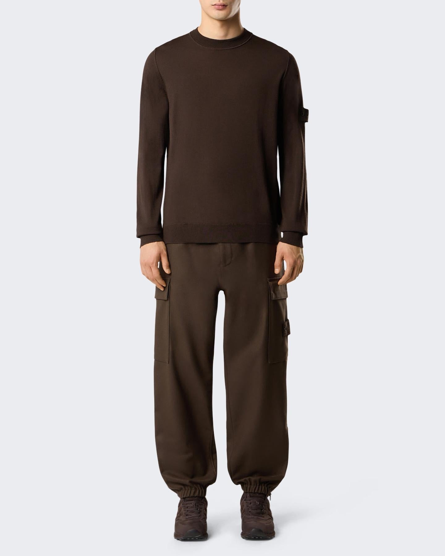 Stone Island Heren Logo Patch Sweater Wool Bruin - Eleganza.nl
