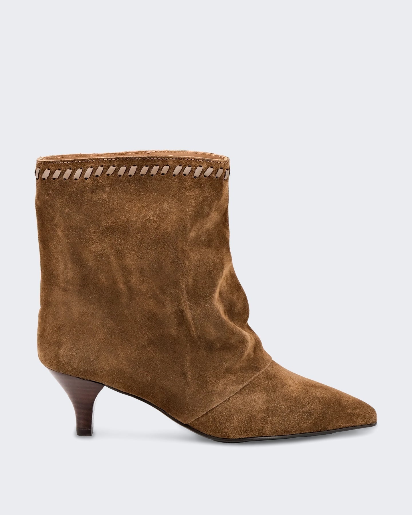 Toral Dames Maeve Halfhoge Suède enkellaarsjes Beige - Eleganza.nl