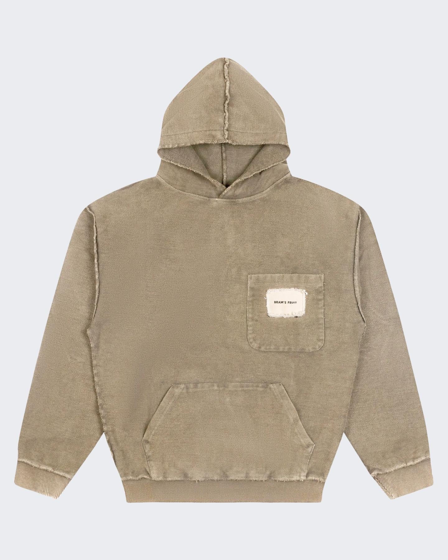 Heren Chest Pocket Hoodie Beige