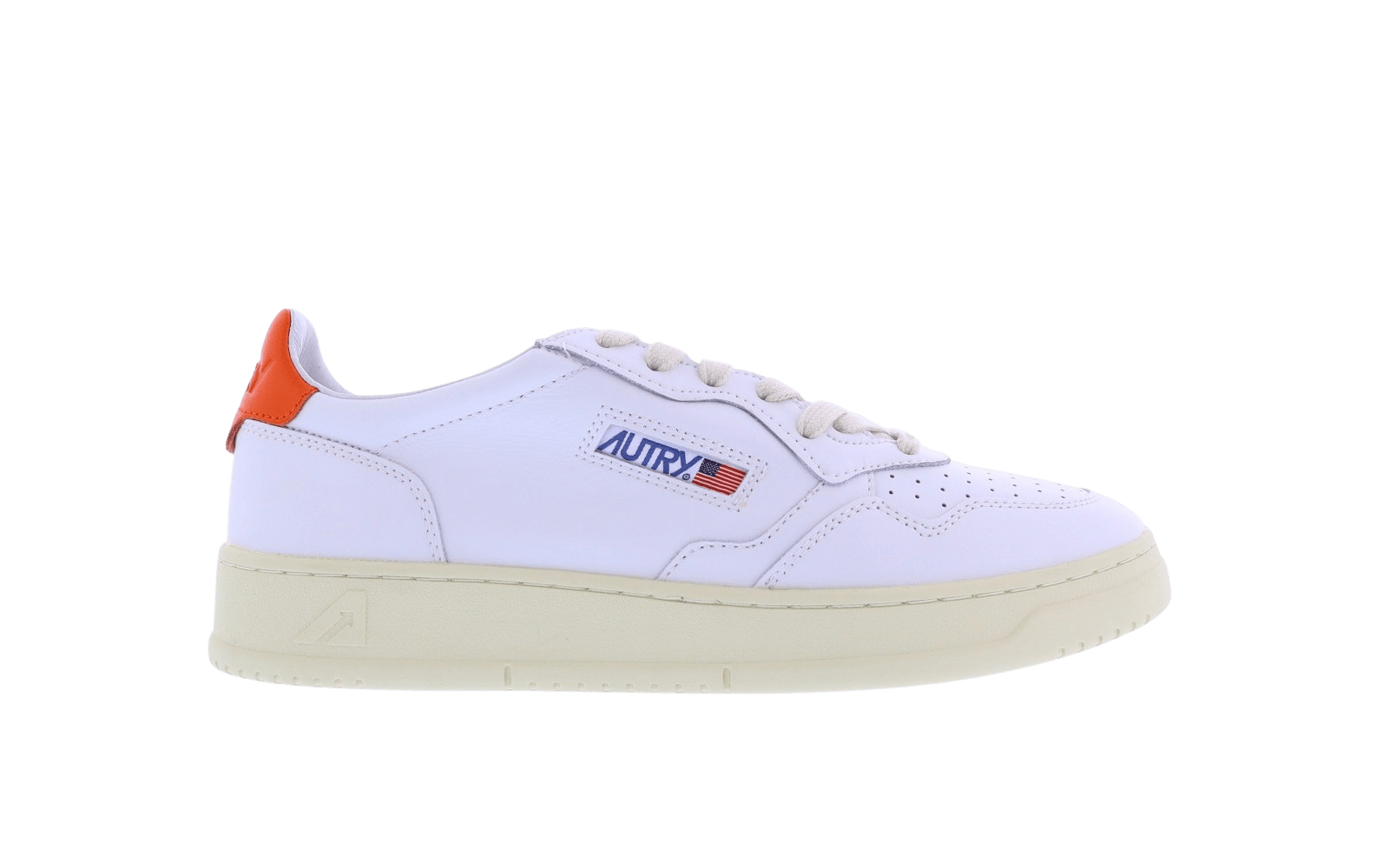 Heren Autry 01 Low wit/oranje