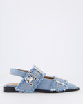Damen Chunky Buckle Ballerina Blau