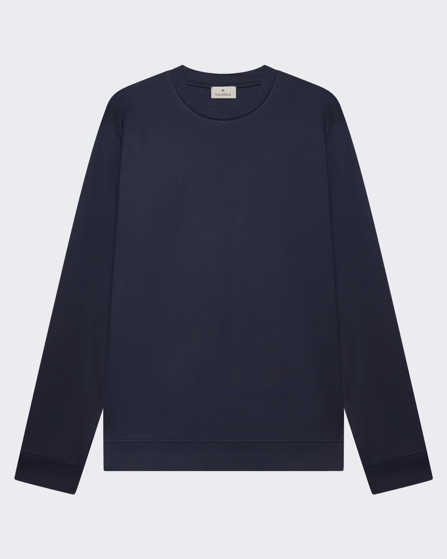 VALENZA Heren Heavy Supima Sweater Blauw - Eleganza.nl