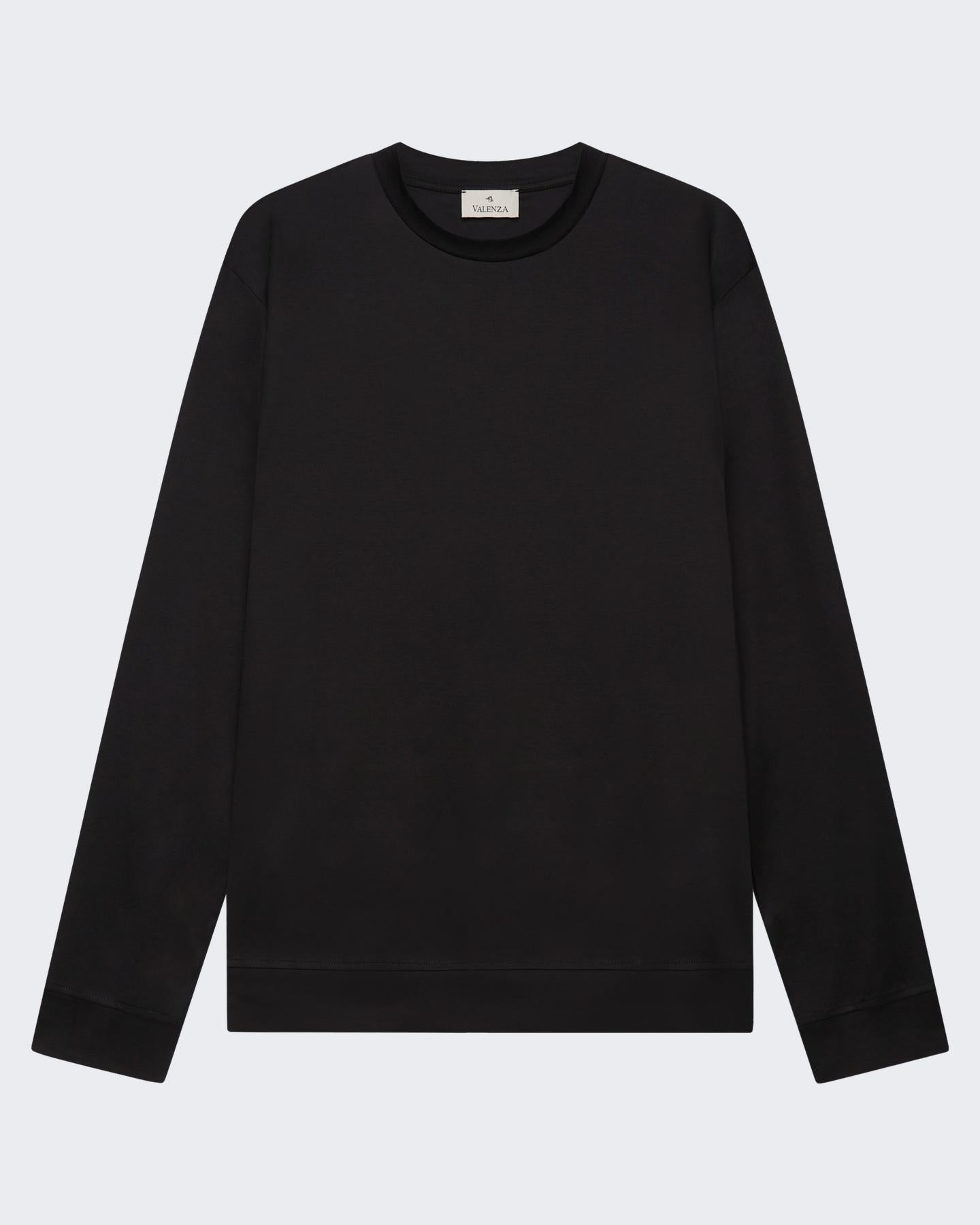 VALENZA Heren Heavy Supima Sweater Zwart - Eleganza.nl