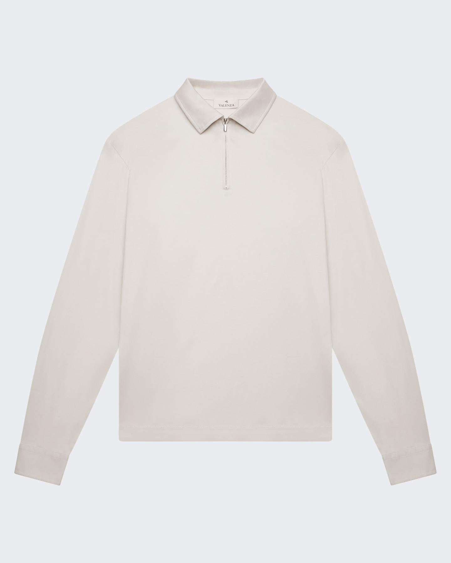 VALENZA Heren Supima Polo Zip Collar L/S - Eleganza.nl