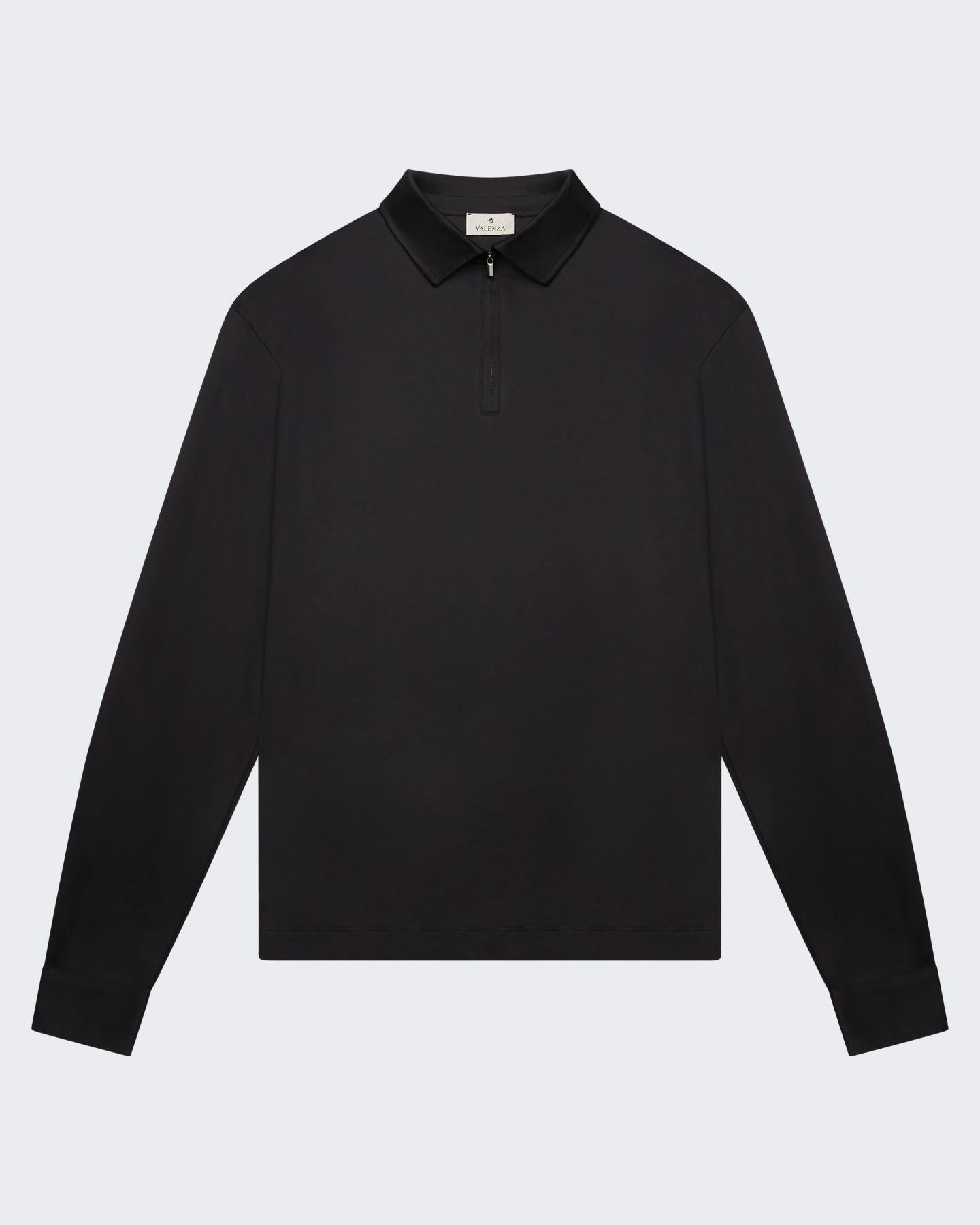 VALENZA Heren Supima Polo Zip Collar L/S - Eleganza.nl