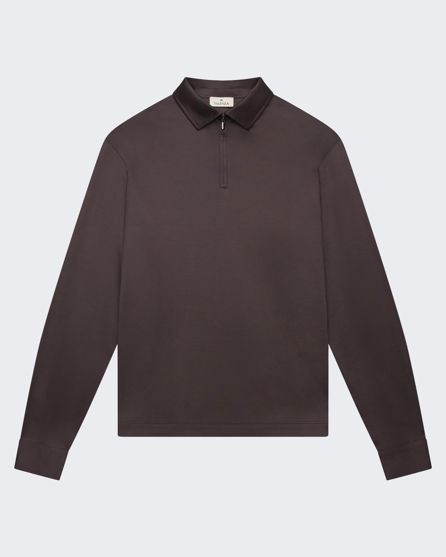 VALENZA Heren Supima Polo Zip Collar L/S - Eleganza.nl