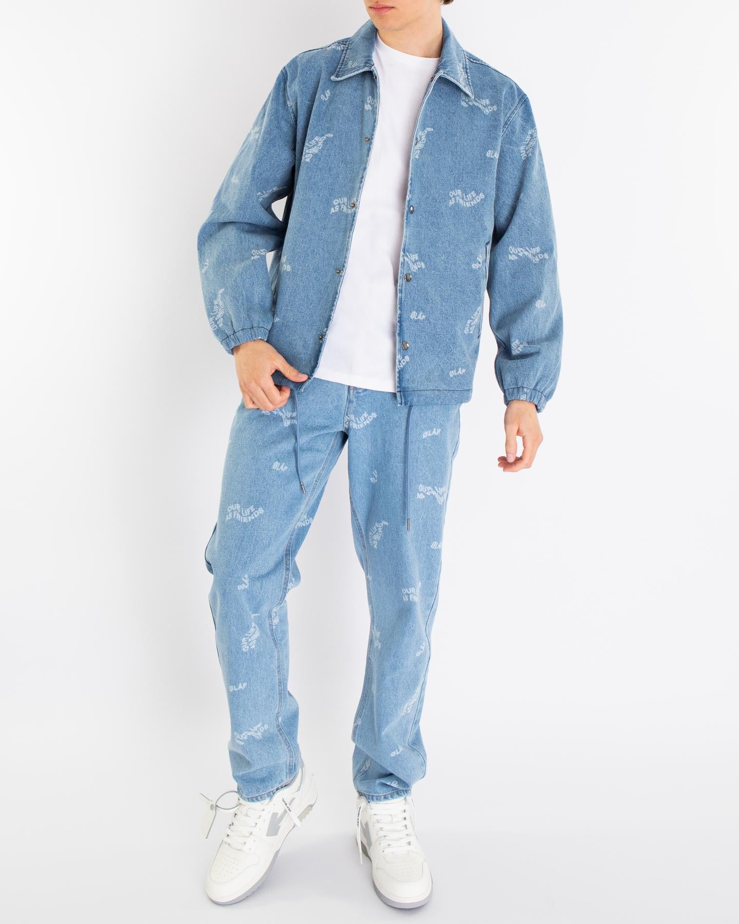 Heren Wavy Aop Denim Jacket Blauw