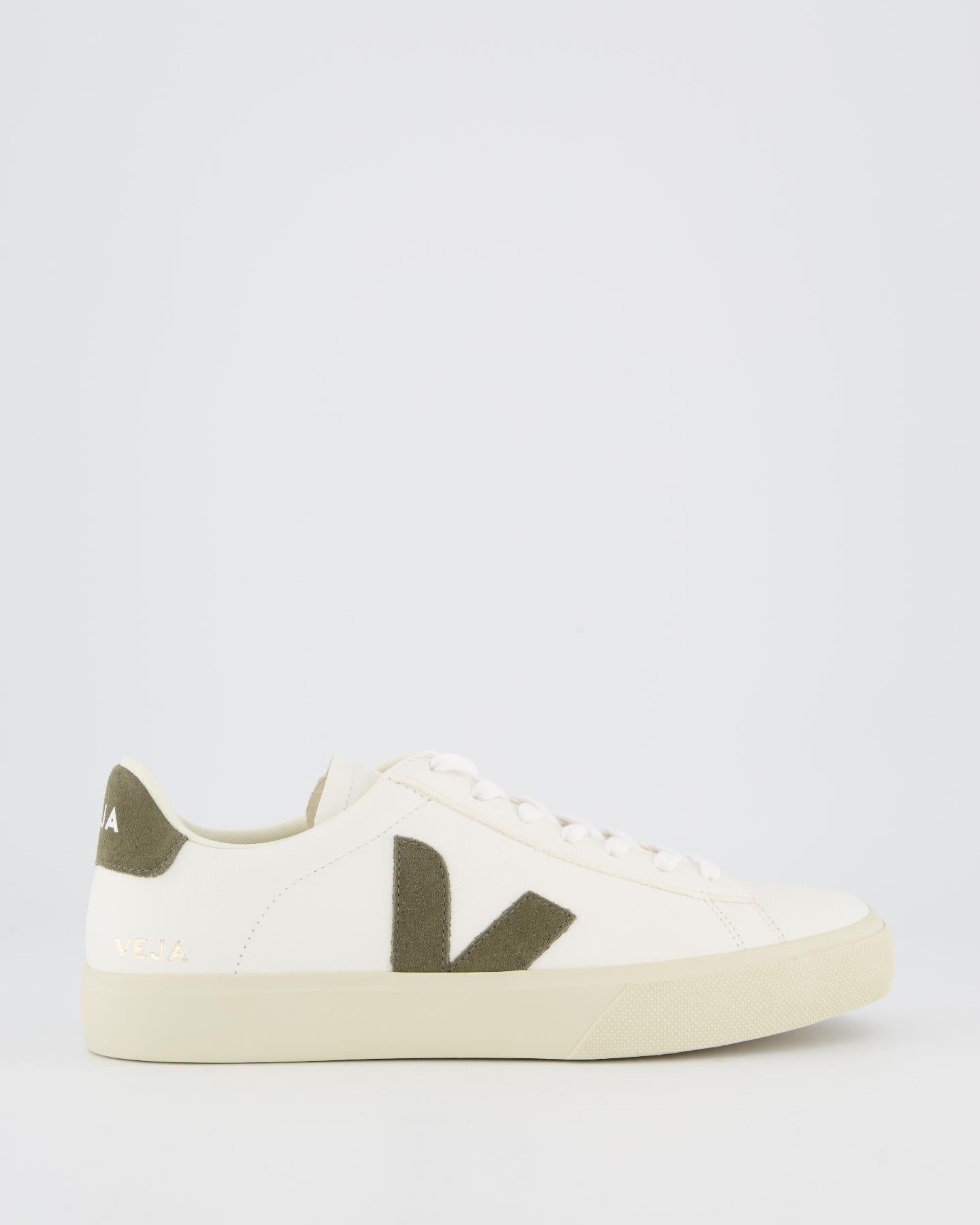 Veja Dames Campo Sneaker Leer Wit/Khaki - Eleganza.nl