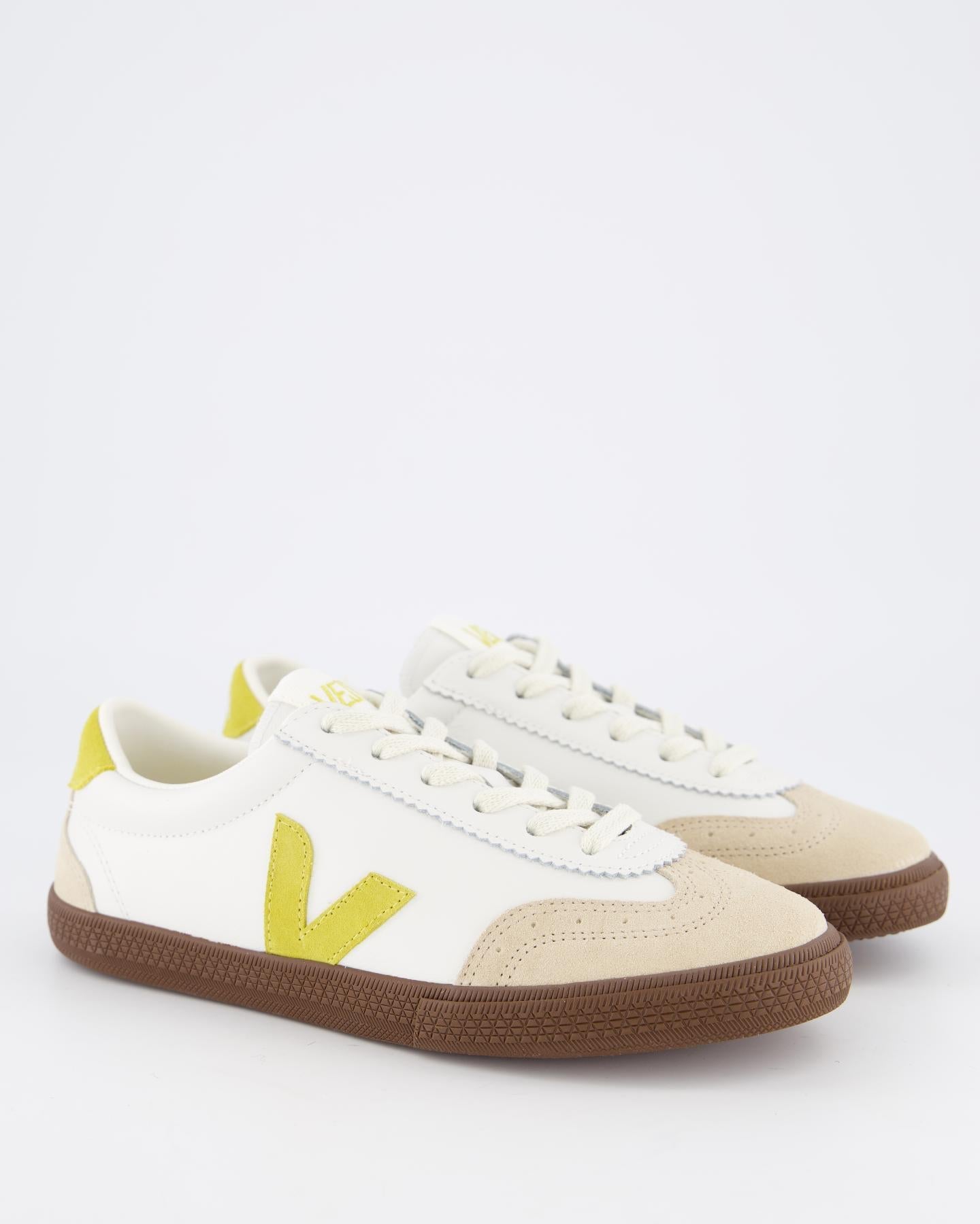 Veja Dames Volley Sneaker Wit/Geel - Eleganza.nl