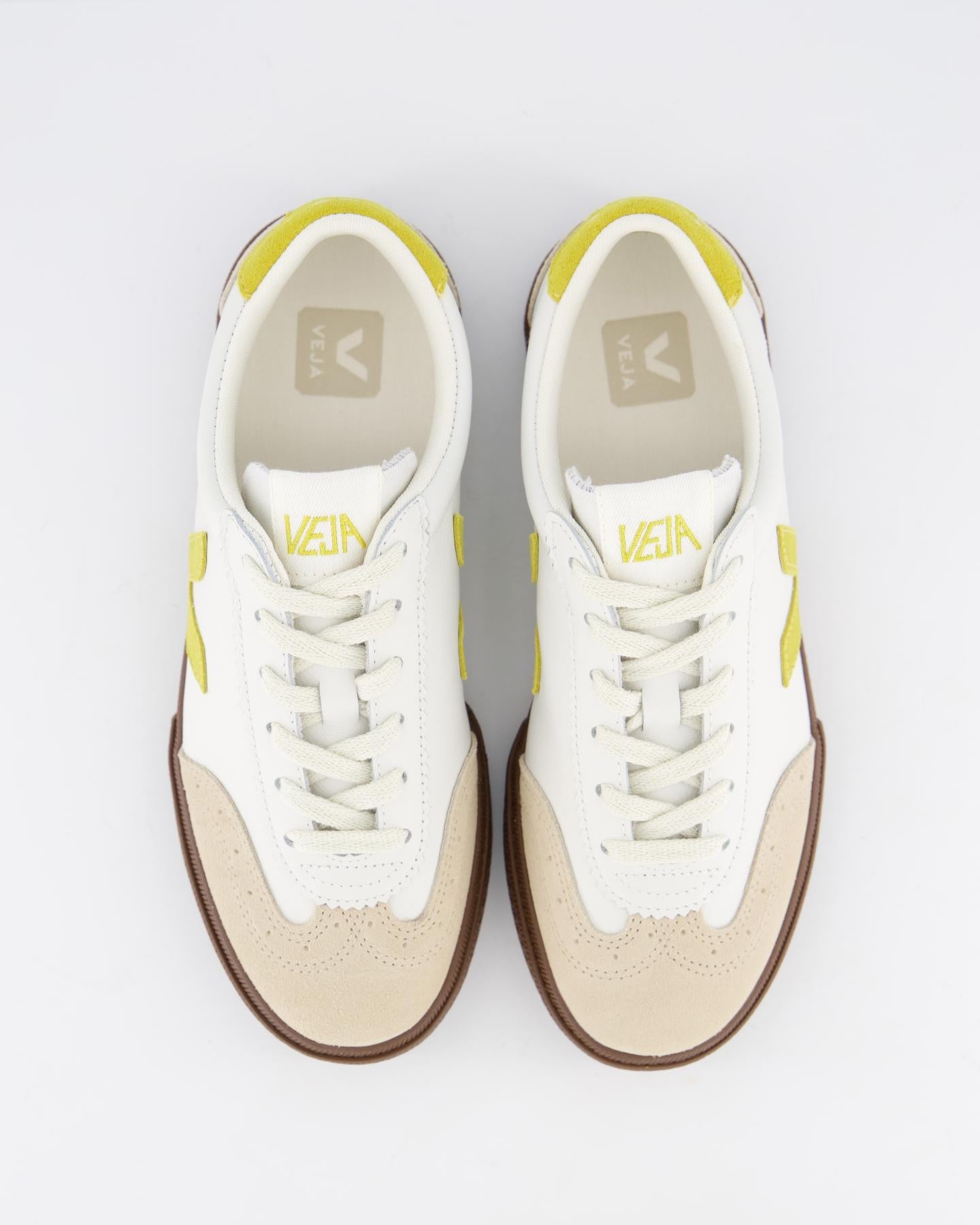 Veja Dames Volley Sneaker Wit/Geel - Eleganza.nl