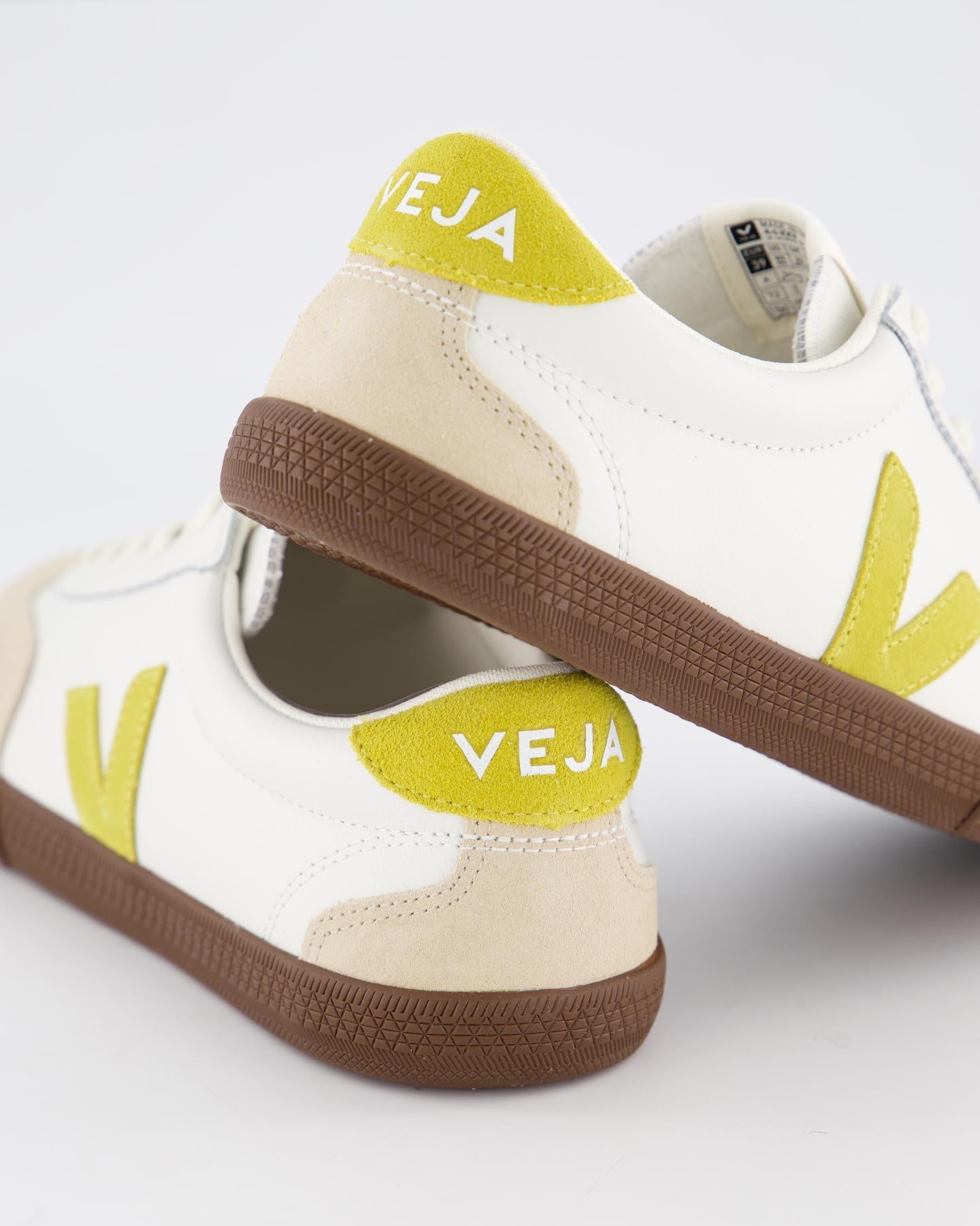 Veja Dames Volley Sneaker Wit/Geel - Eleganza.nl