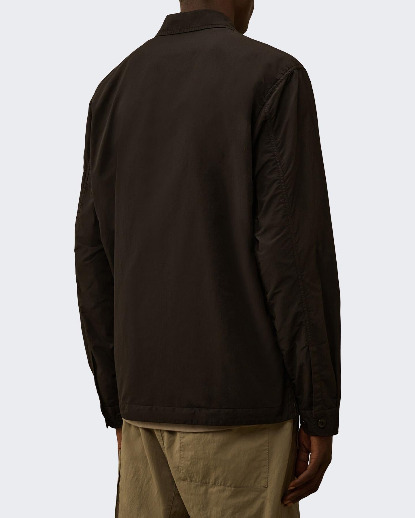 Heren Lens Zipped Overshirt Zwart