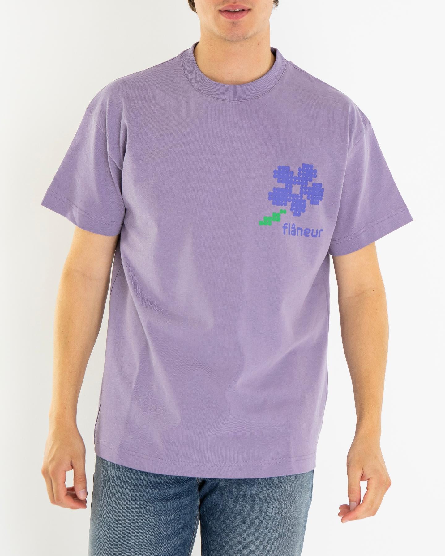 Heren Pixel Flower T-Shirt Paars