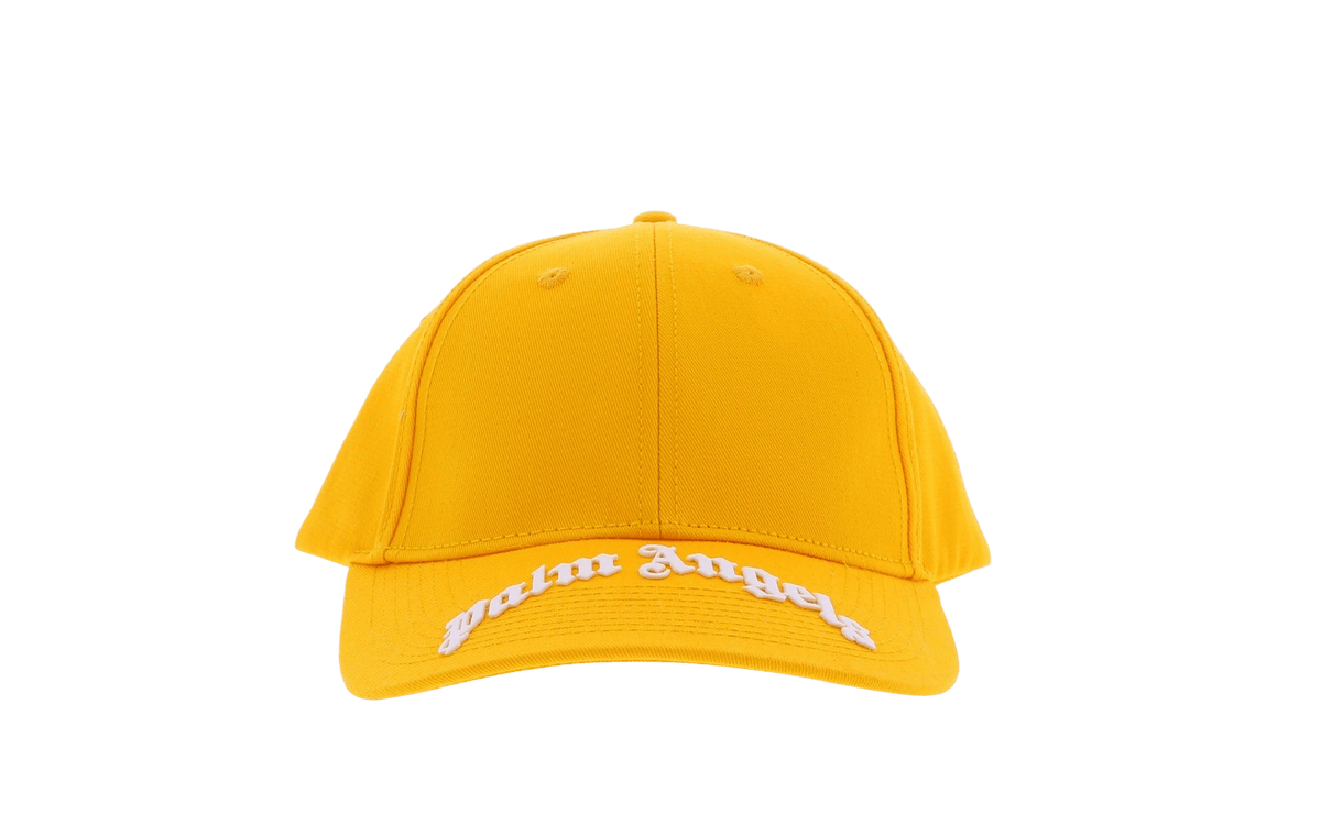 Herren-Logo-Cap mit gebogenem Design, gelb-weiß