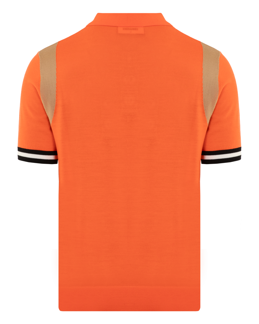 Heren Intarsia Knit Poloshirt Oranje
