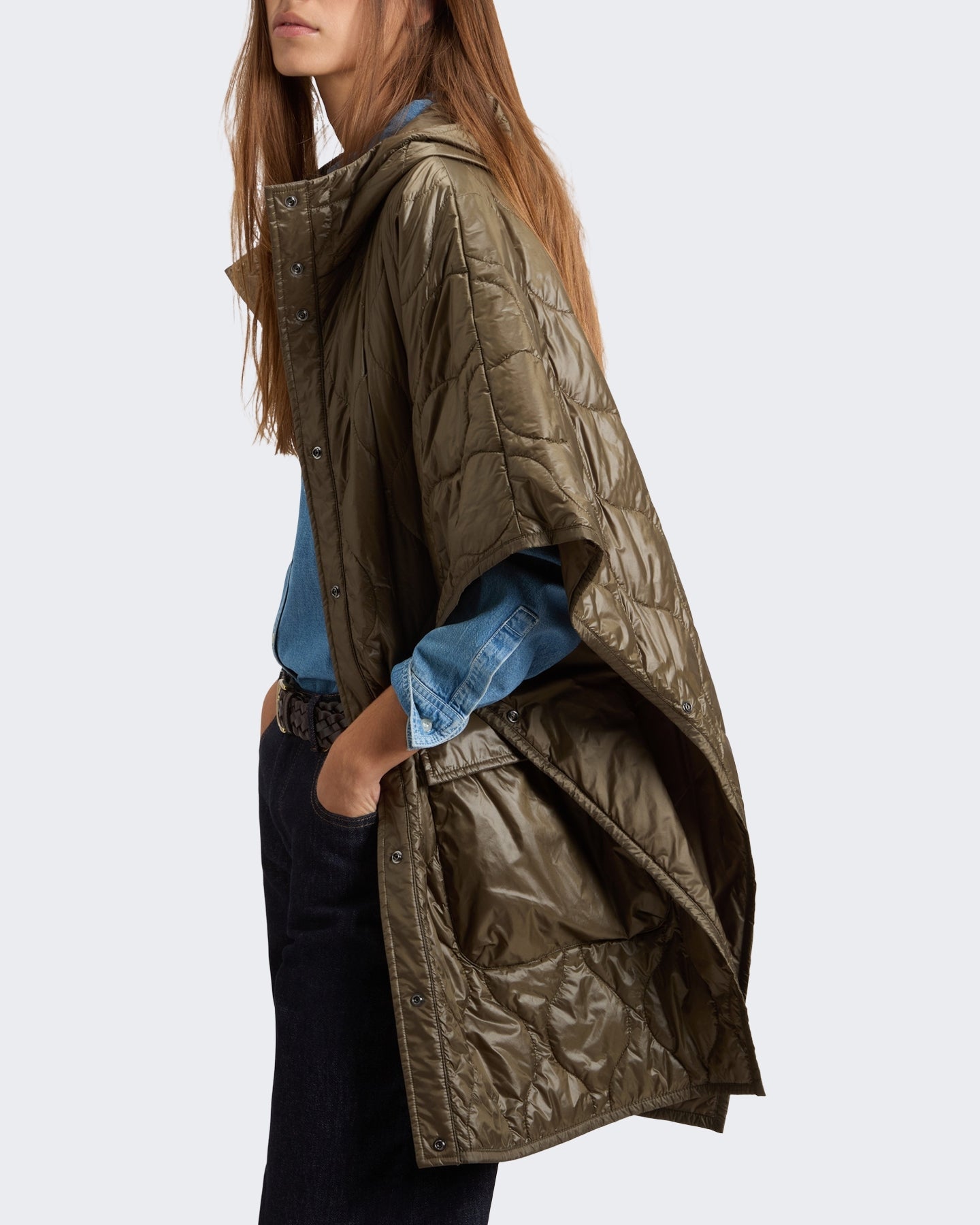 Woolrich Dames Light nylon cape Groen - Eleganza.nl