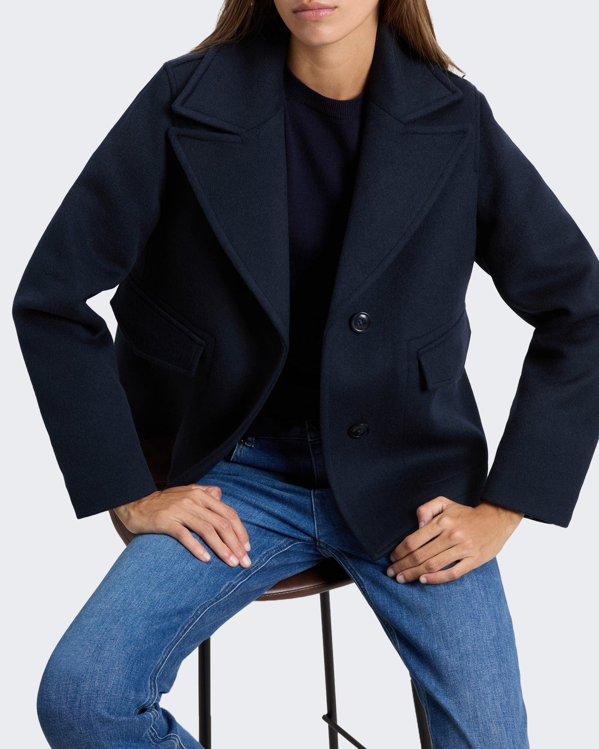 Woolrich Dames Melton wollen 2-in-1 peacoat Blauw - Eleganza.nl