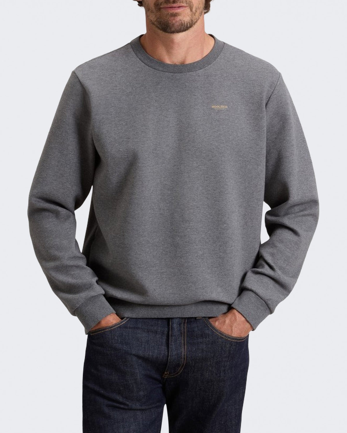 Woolrich Heren Logo Interlock Crewneck 1131 Grijs - Eleganza.nl