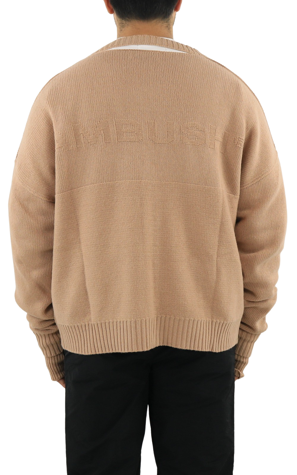 Heren Oversized Logo Cardigan  Natur