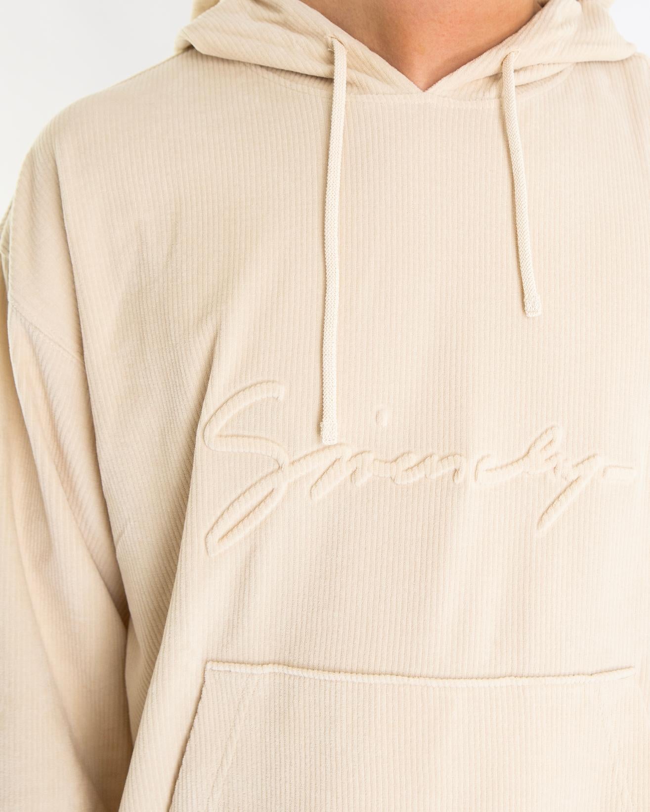 Heren Velvet Hoodie Beige