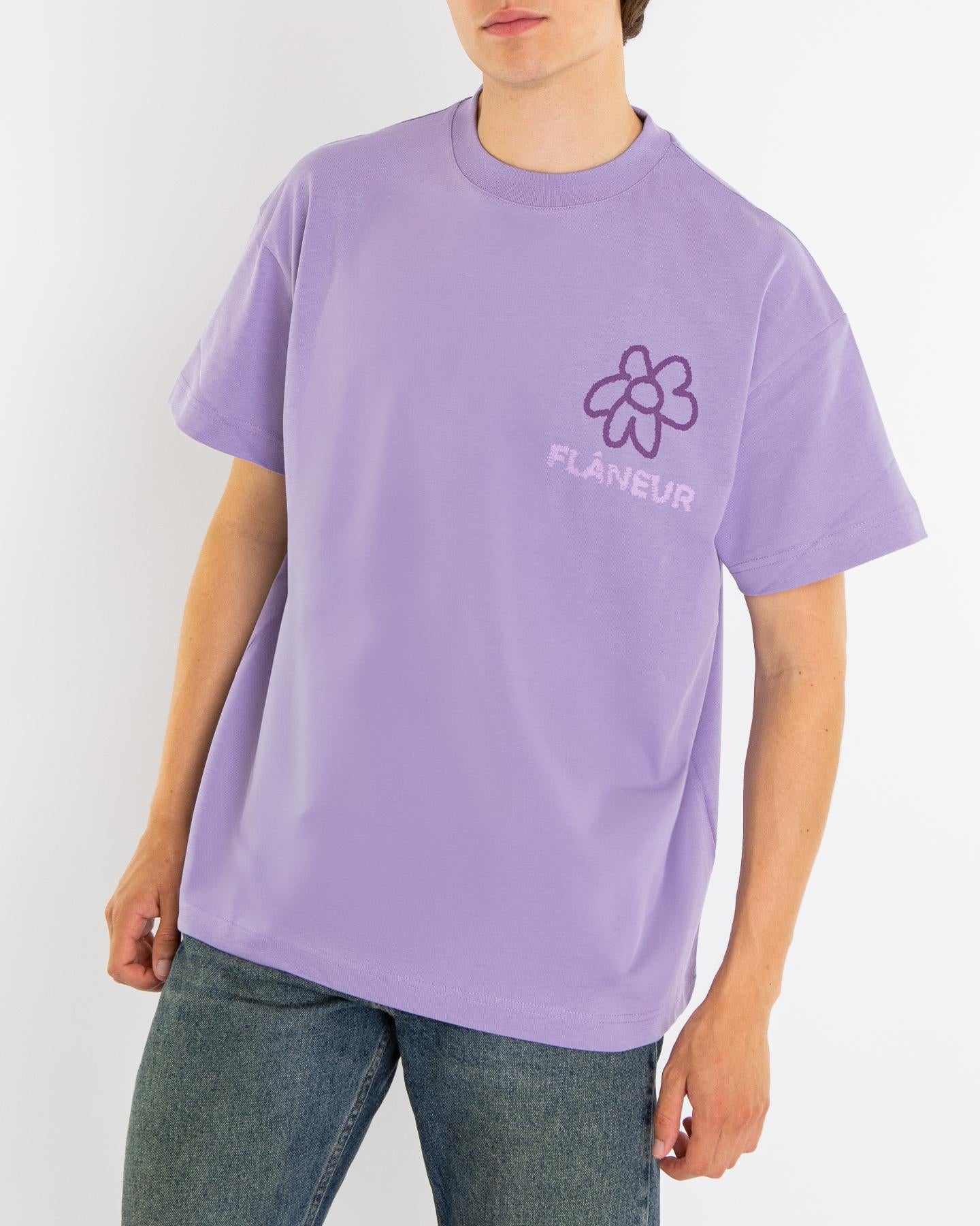 Heren Flower Doodle T-Shirt Purple