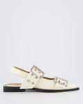 Ganni Damen Chunky Buckle Ballerina Weiß