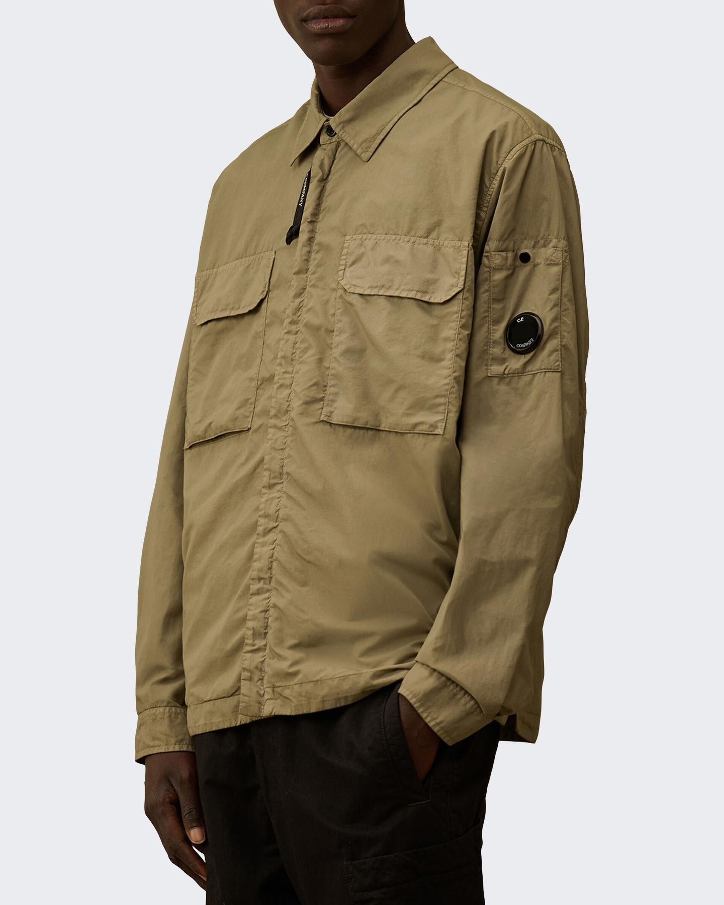 Heren Lens Zipped Overshirt Bruin