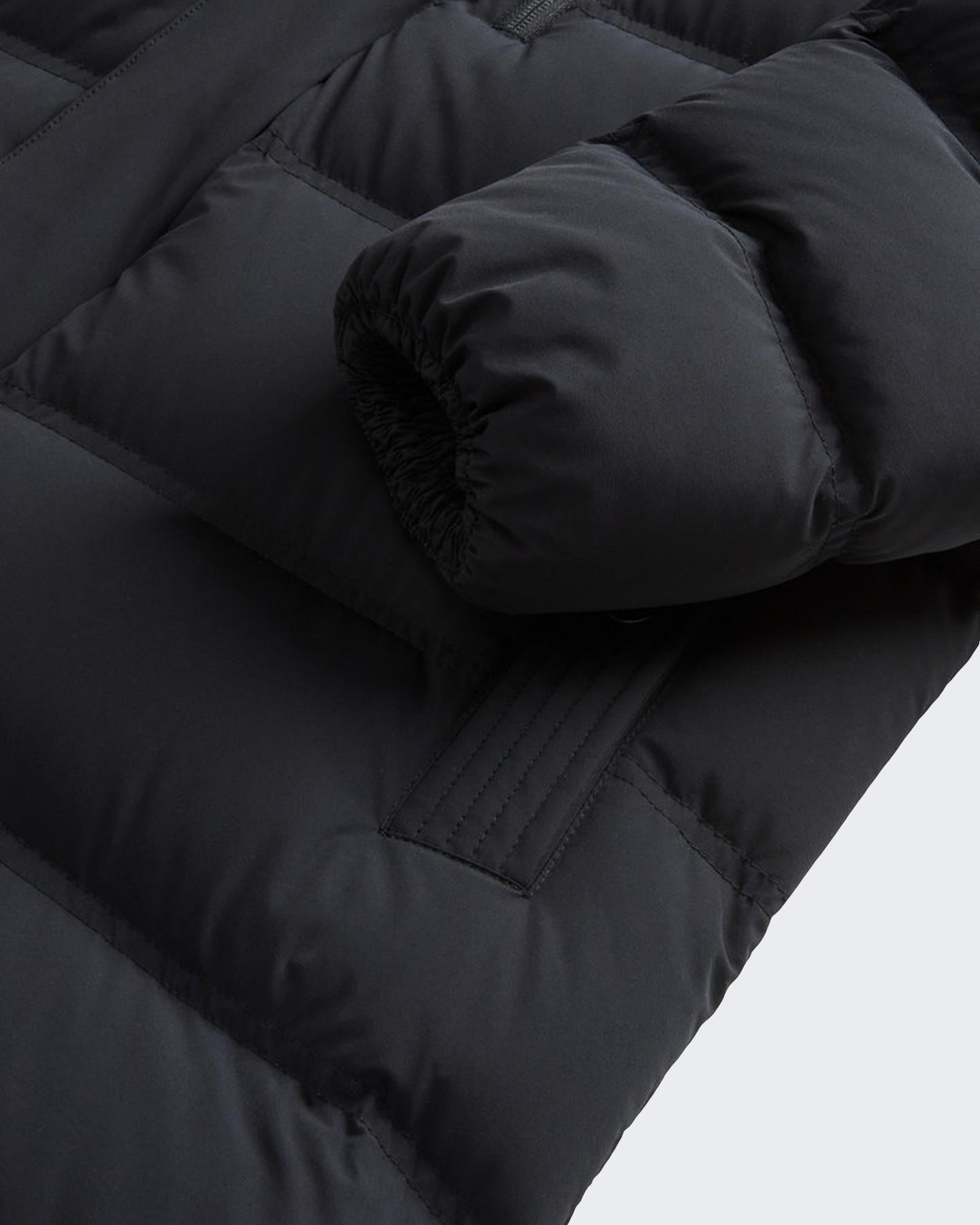 Heren Matt Stretch Long Puffer Zwart