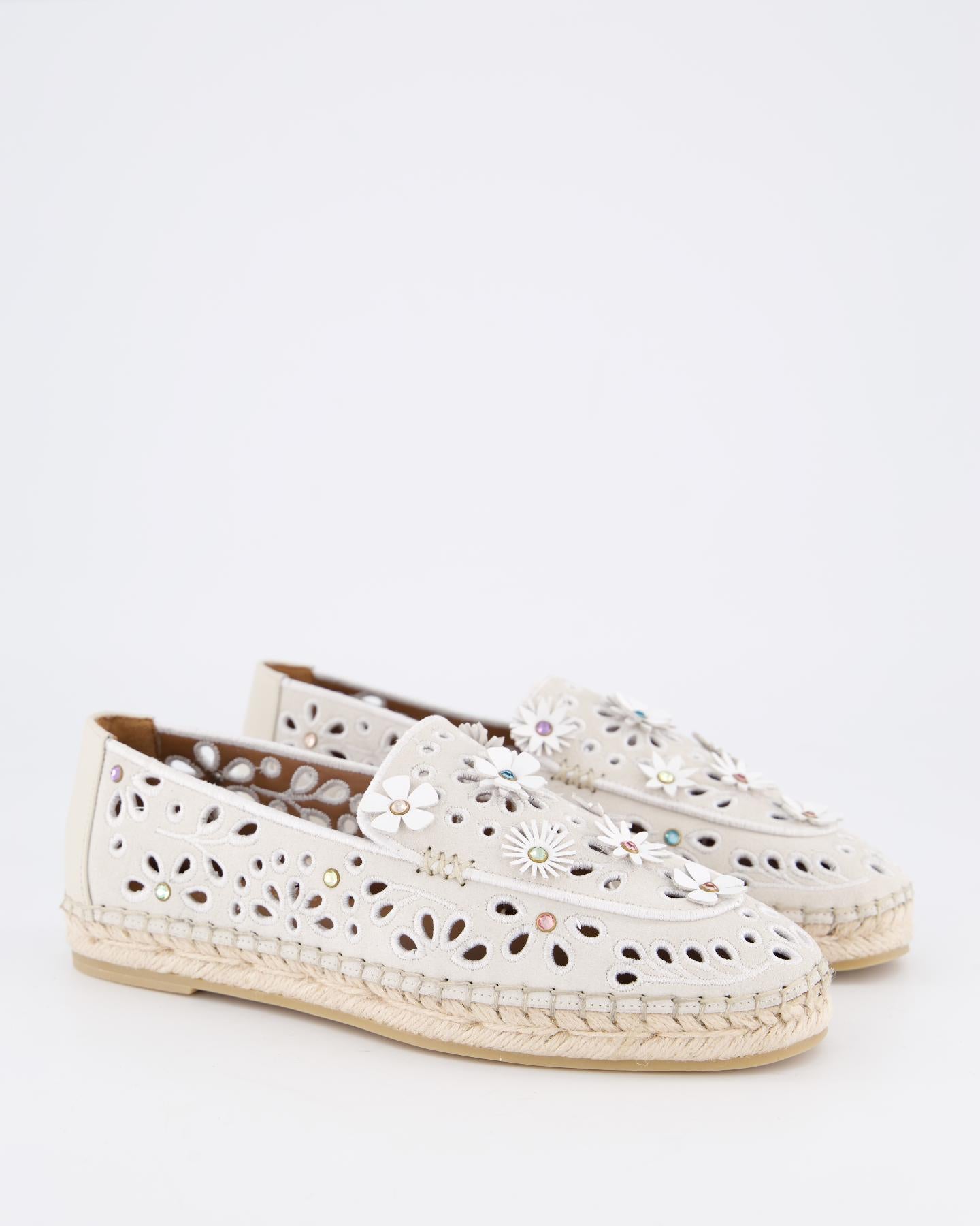 Dames Flower Espadrille Loafer Beige