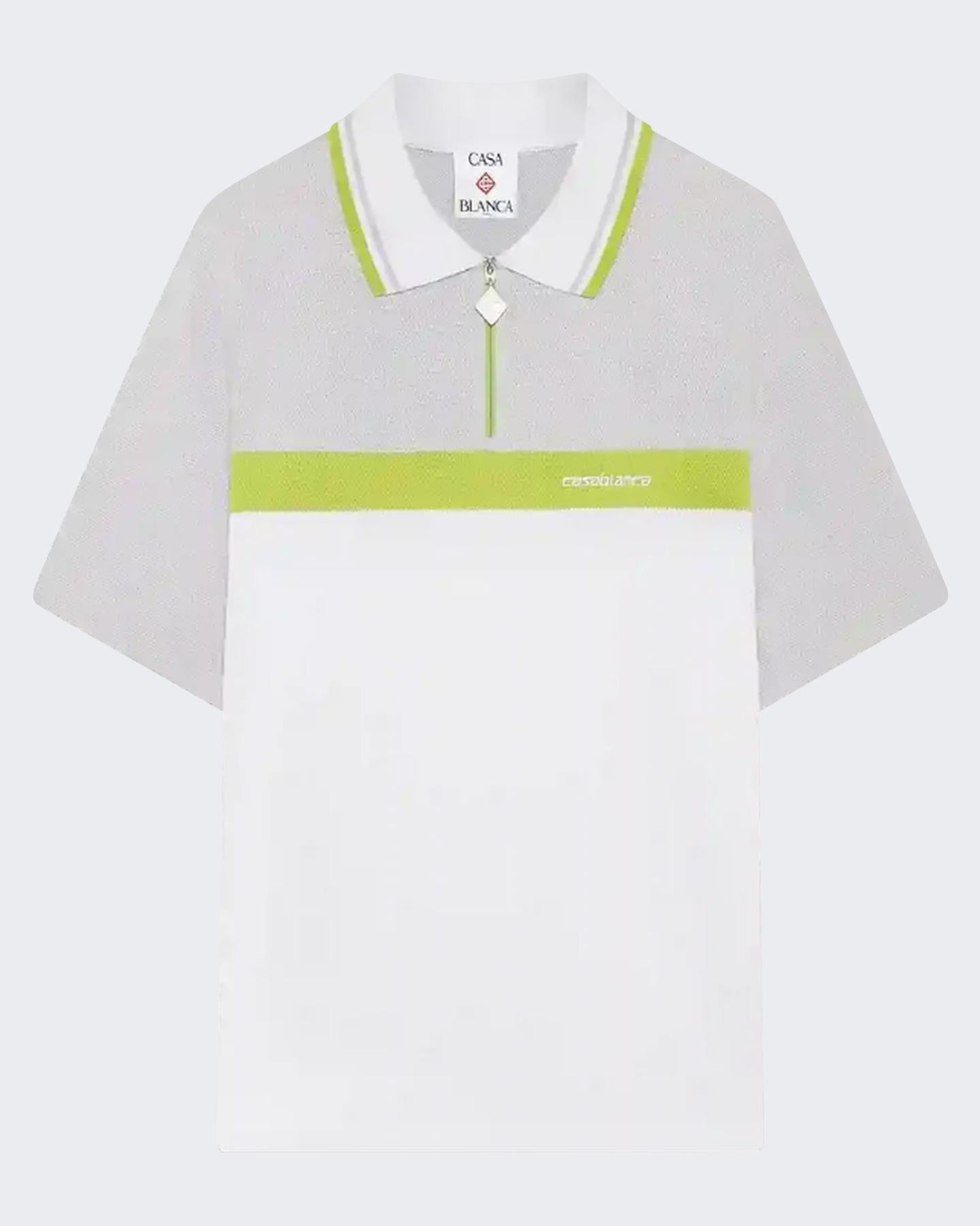 Heren Quarter Zip Polo Wit/Grijs