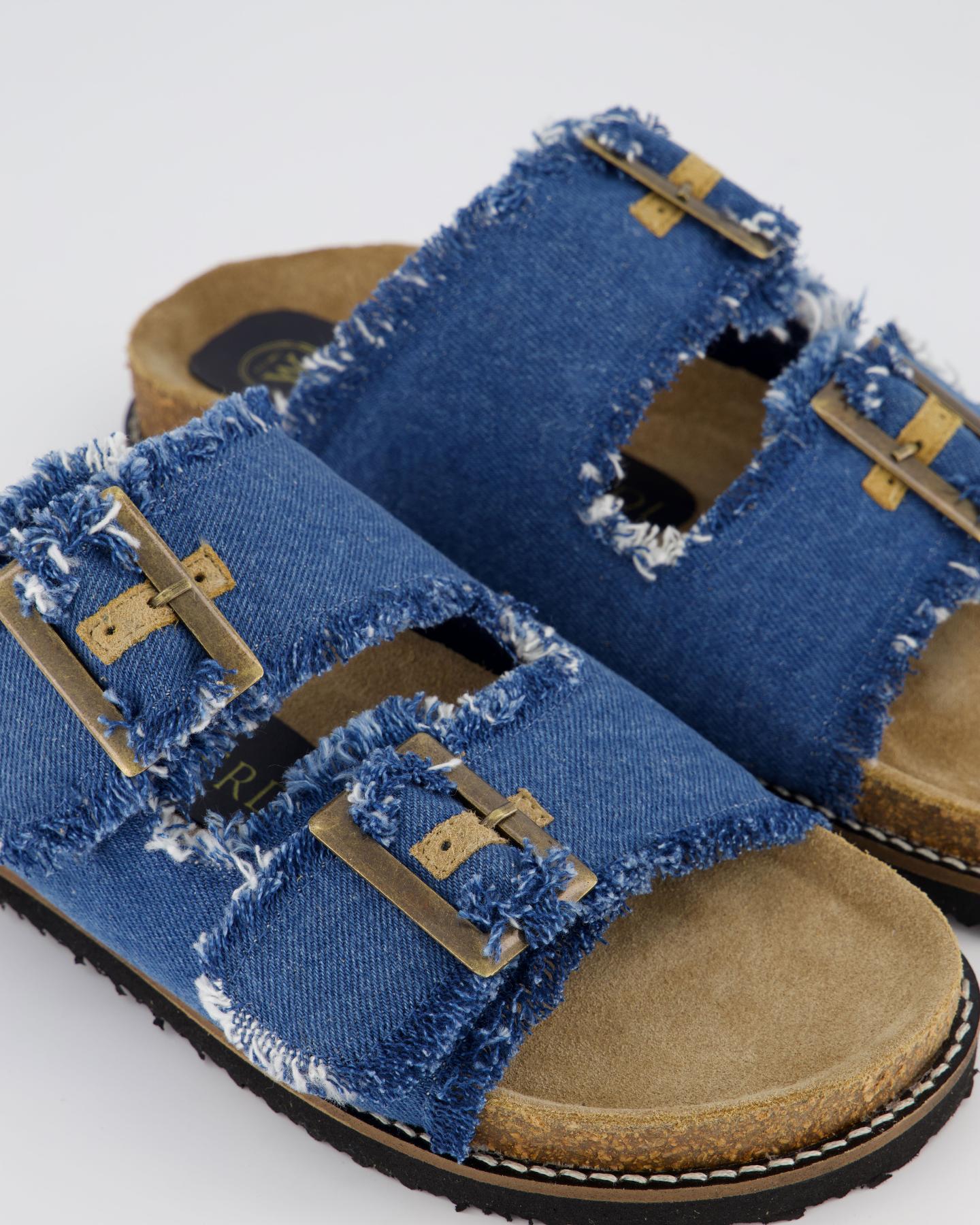Dames Buckle Slipper Jeans Blauw