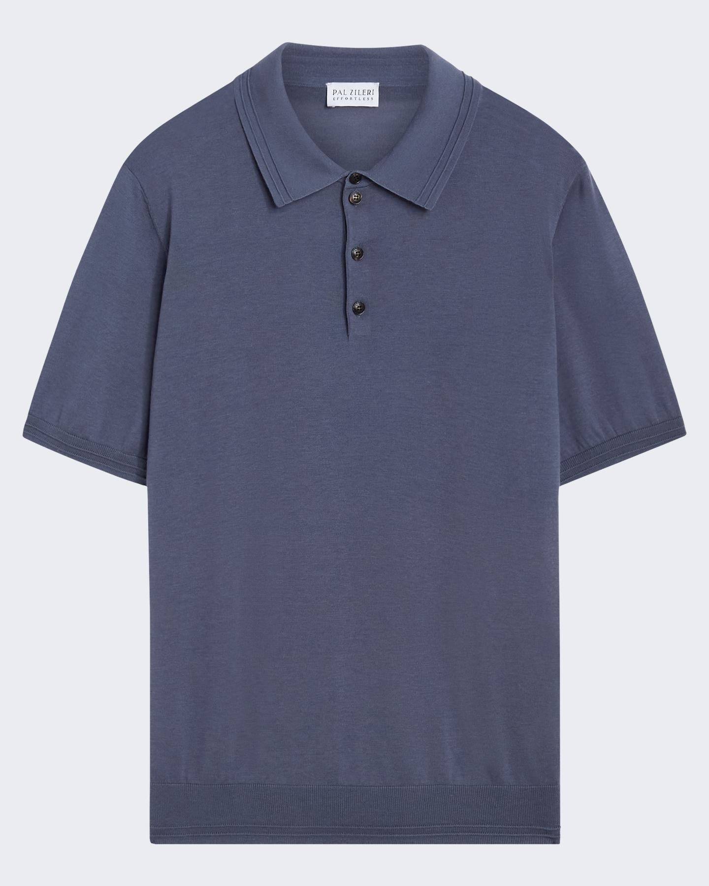 Heren Knitted Polo Blauw