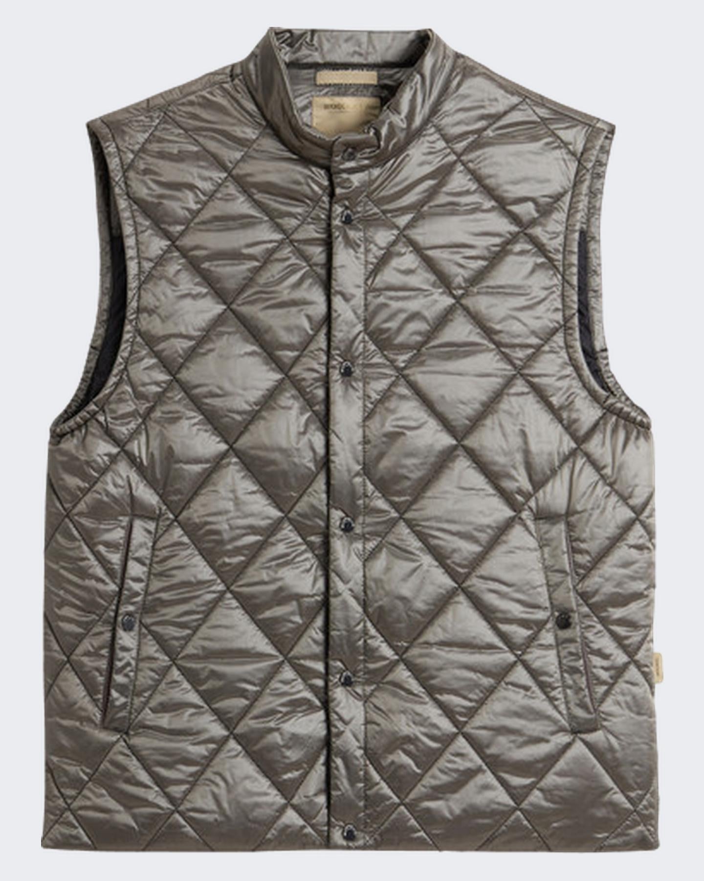 Heren Black Yarn Nylon Vest Grijs