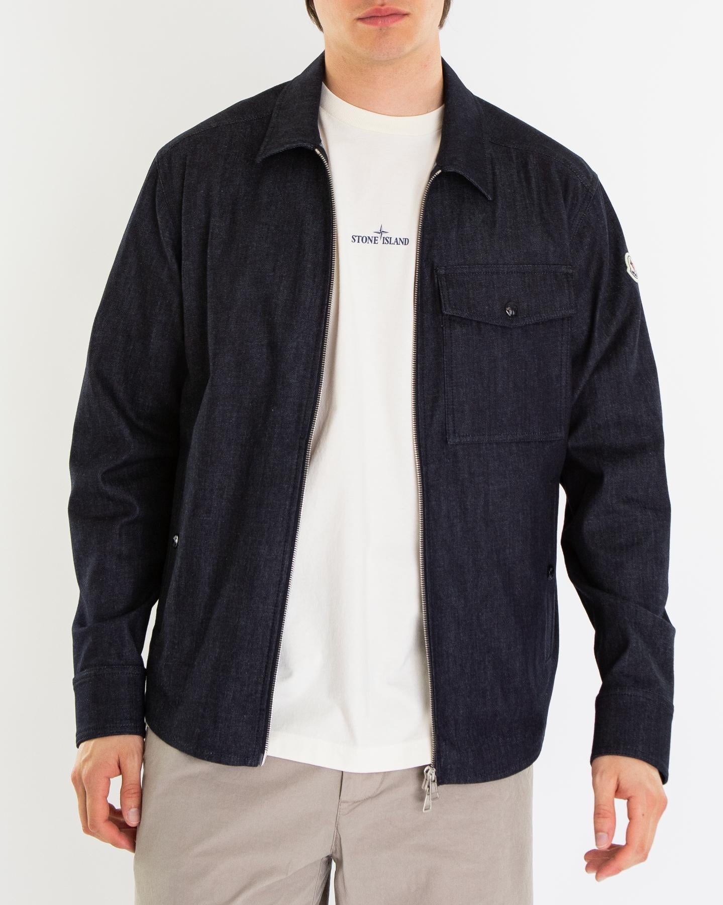 Heren Zip Up Shirt Blauw