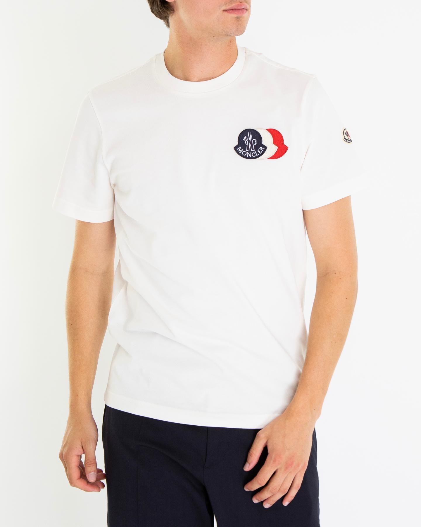 Heren Tricolor Logo T-Shirt Wit