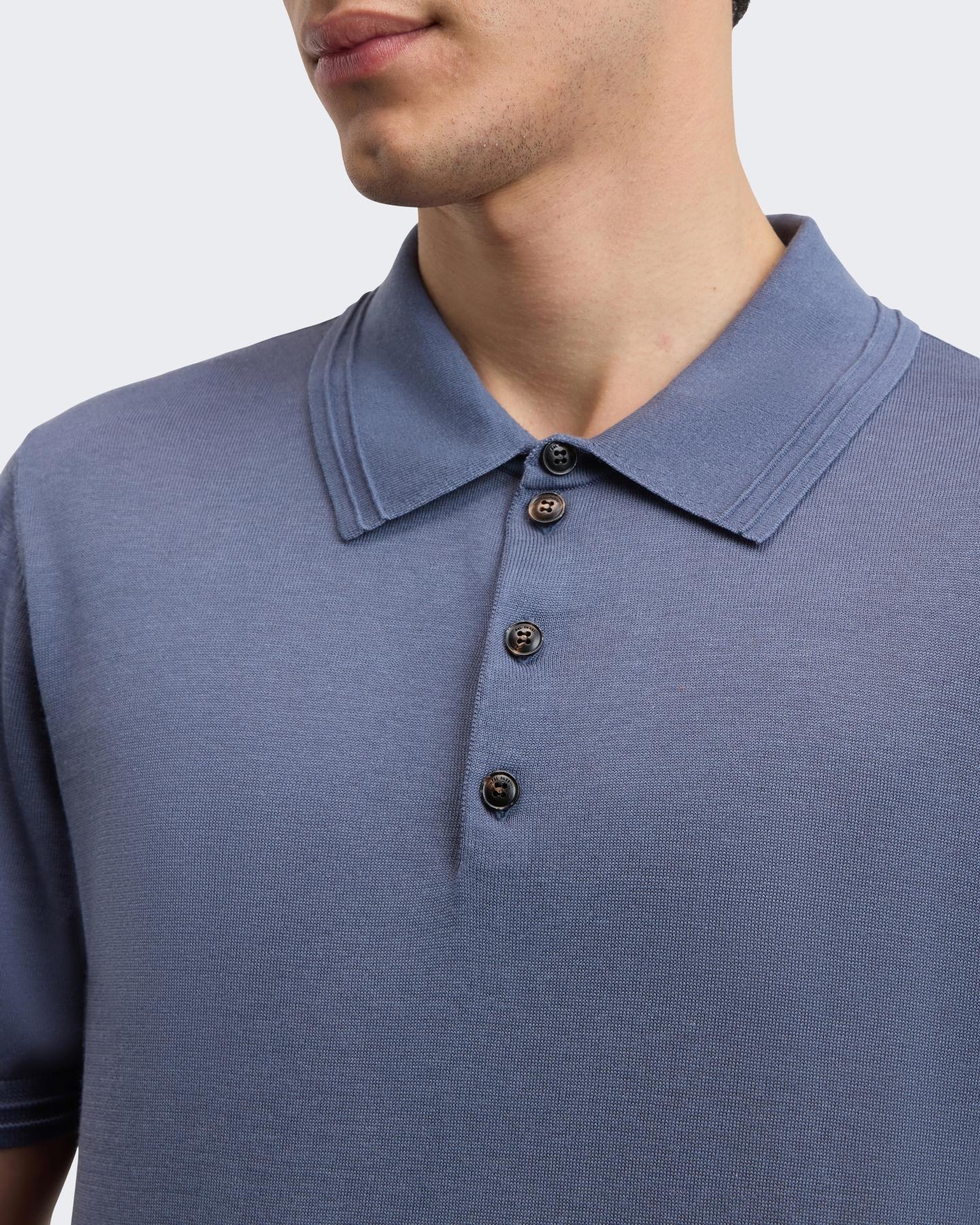 Heren Knitted Polo Blauw