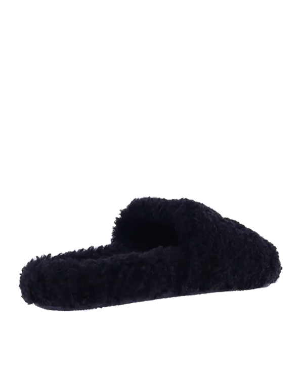 Heren Furry Slide Sandal Zwart