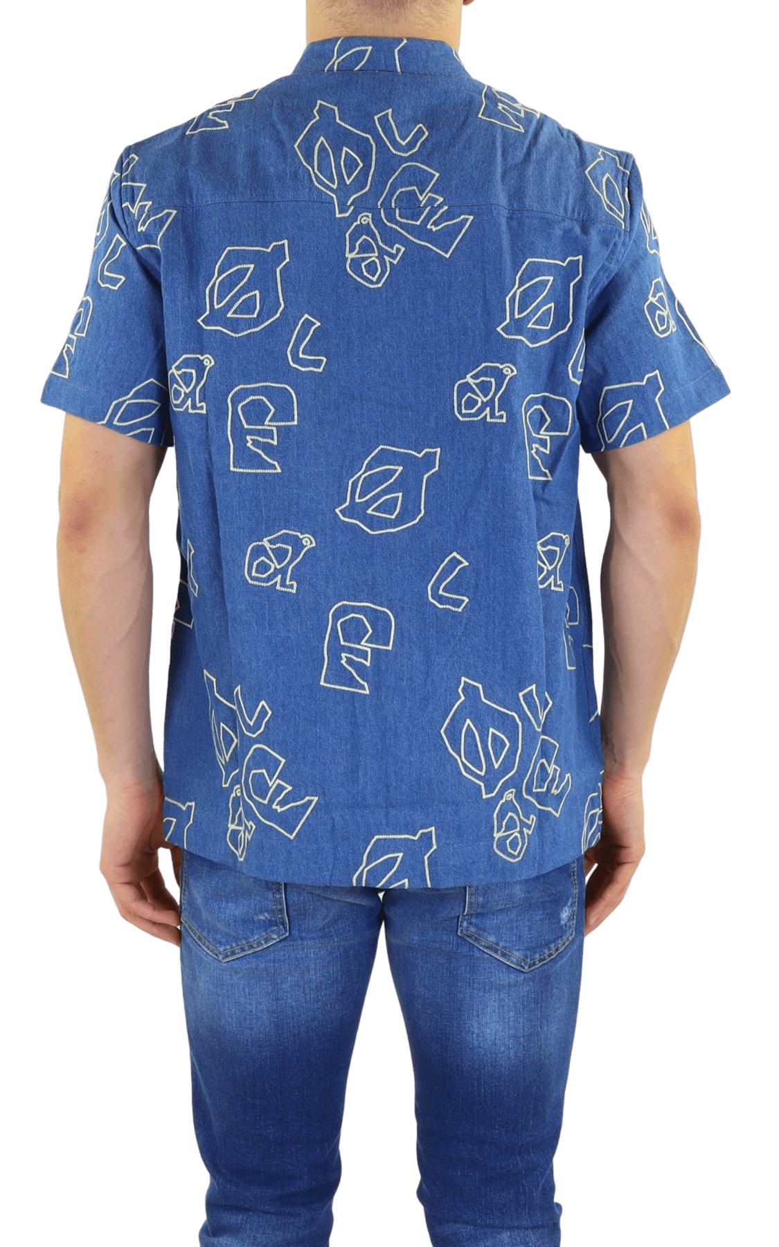 Heren Olaf Aop Denim Ss Shirt