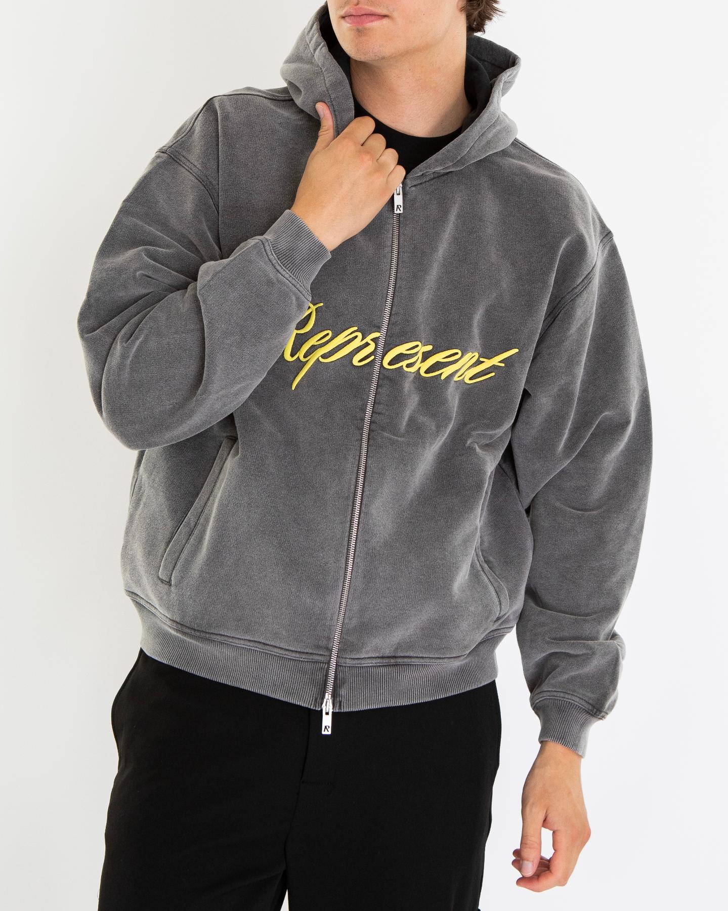 Heren Script Logo Zip Hoodie